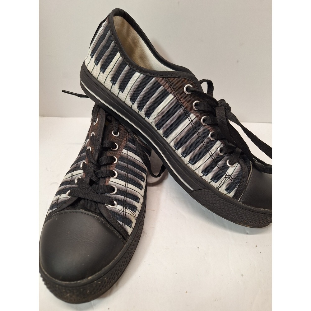 Piano Keyboard Sneaker Shoes Mens Size 8.5 Womens 11 Black White